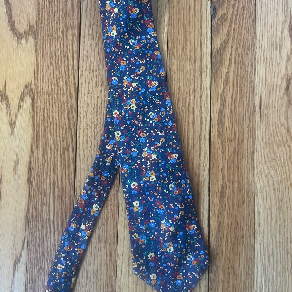 Ralph Lauren Tie Multicolor Floral Collage 100% Silk Made in USA